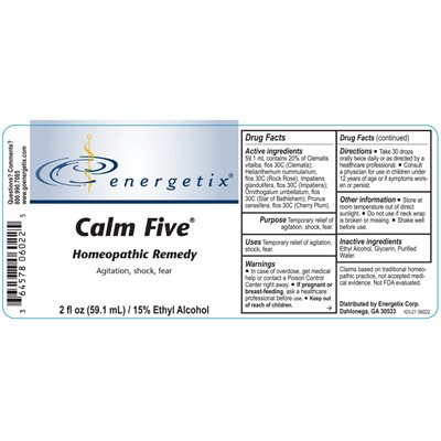 Calm Five Rescue Calm Ingredients