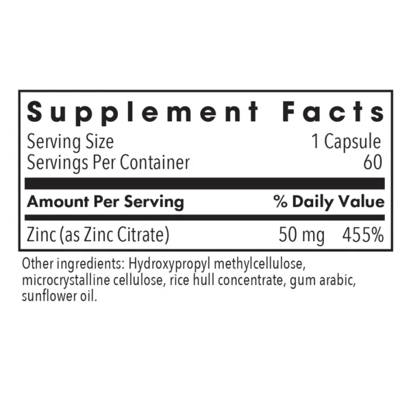 70290-1 Zinc Citrate 50 mg Ingredients