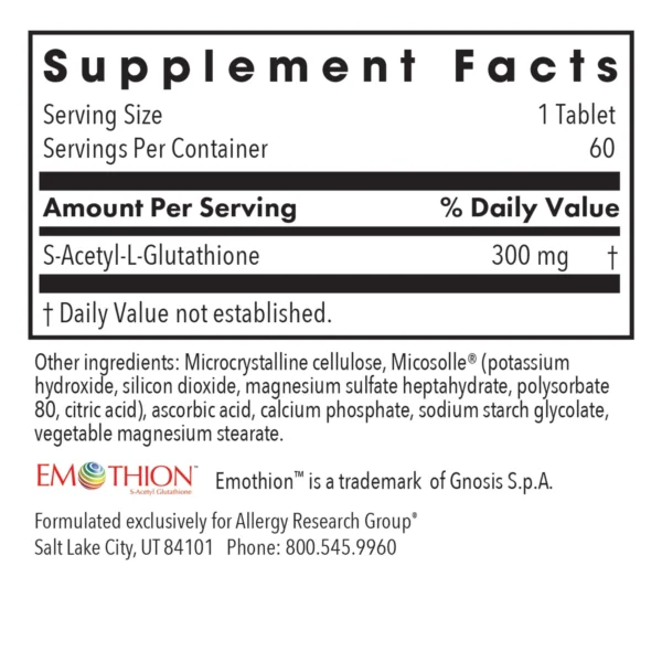 77060-1 Acetyl Glutathione 300 mg Ingredients