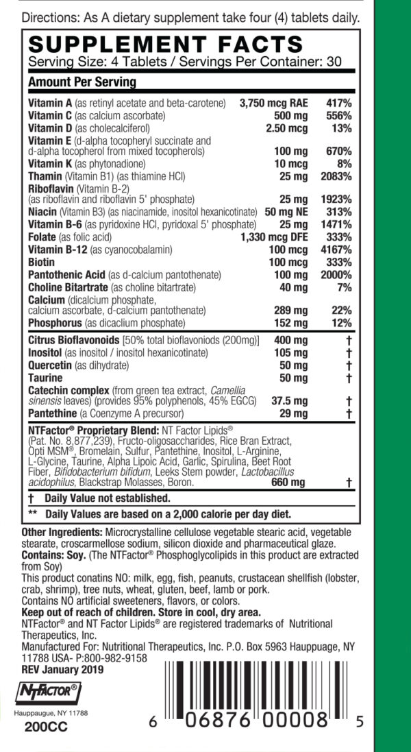 Mullti Vitamin Ingredients