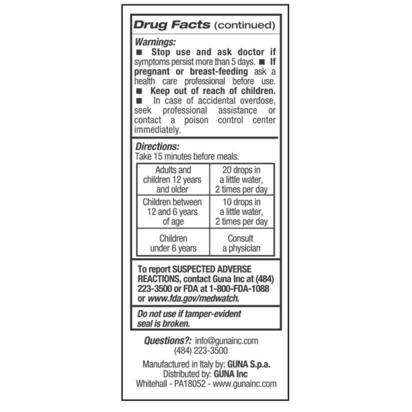 GUNA FLAM RELIEF warnings