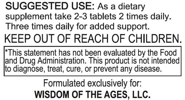 Wisdom of the Ages Cold & Flu 60 tabs Suggested Use 1007