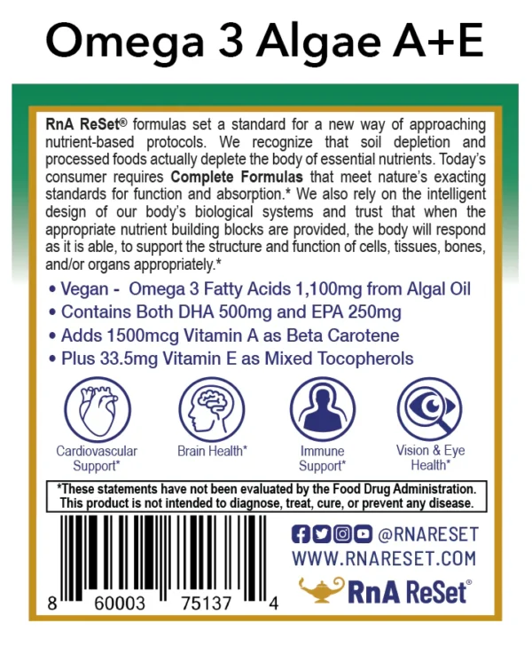 Omega 3 Algae A + E label