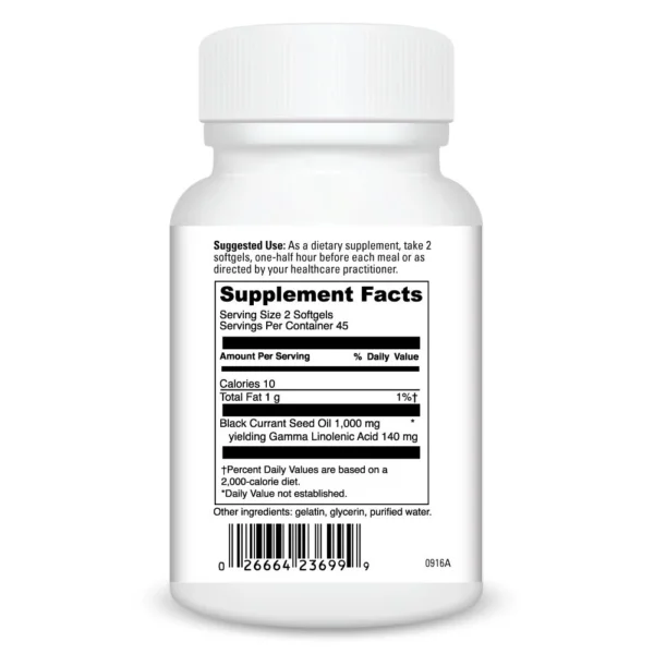 Black Currant Seed OIl 90 softgels Ingredients 0200369.090