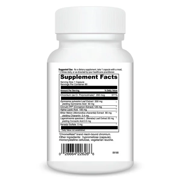 GlucoSynergy 60 caps Ingredients 0200262.060