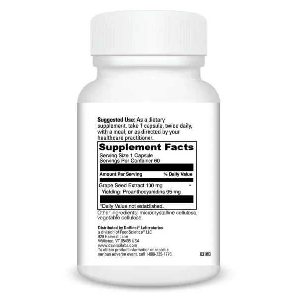 Grape Seed 100 60 caps Ingredients 0200746.060
