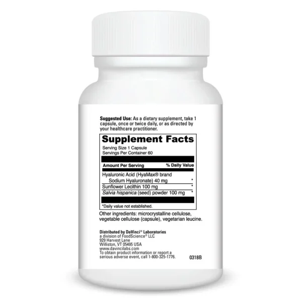 Hyaluronic Acid 60 caps Ingredients 0200985.060