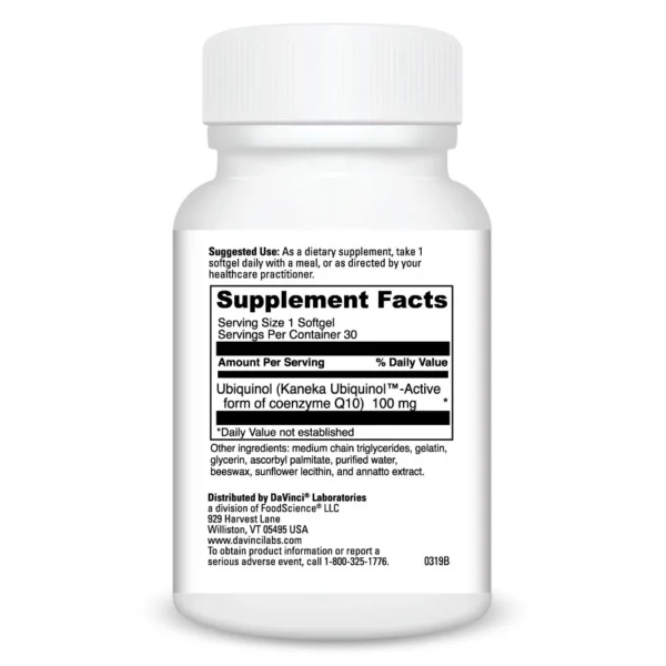 Ubiquinol 100 mg Ingredients 30 caps 0200477.030