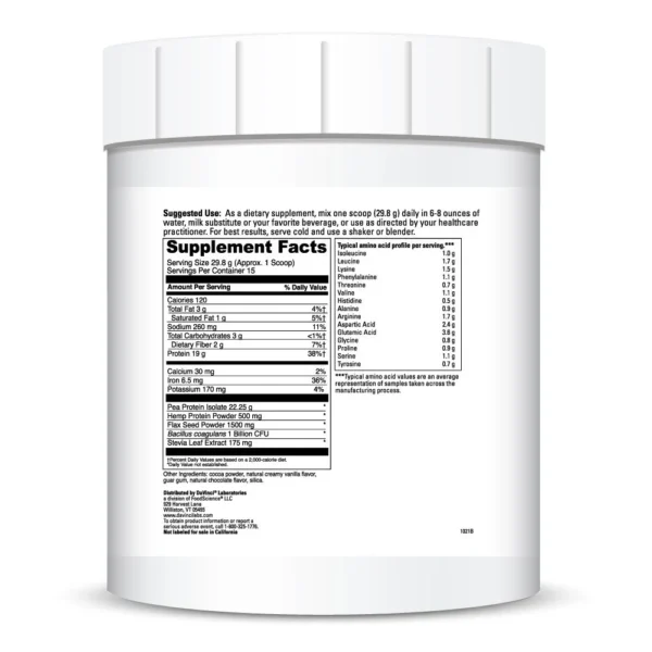 Vegan Protein Chocolate Ingredients 15 serv