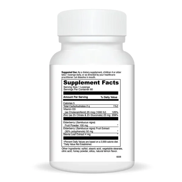 immuni z + elderberry 60 lozenges Ingredients 022219l.060
