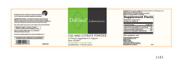Cal Mag Citrate Powder 0200219.030 updated product label May 2025