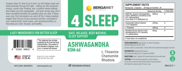 Bergamet 4Sleep 60 veg caps ingredients