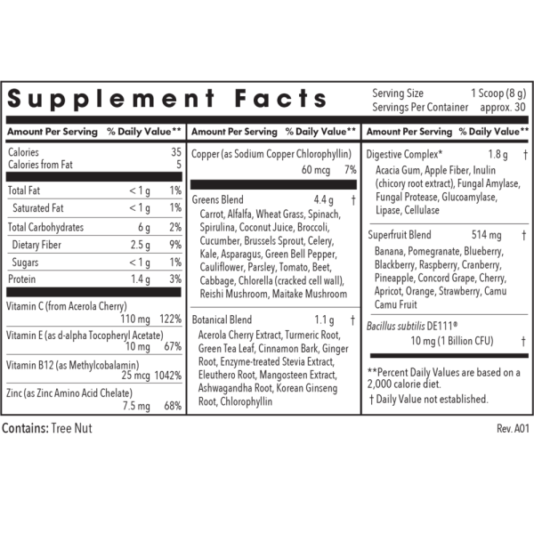 Allergy Research Group Super Greens Ingredients